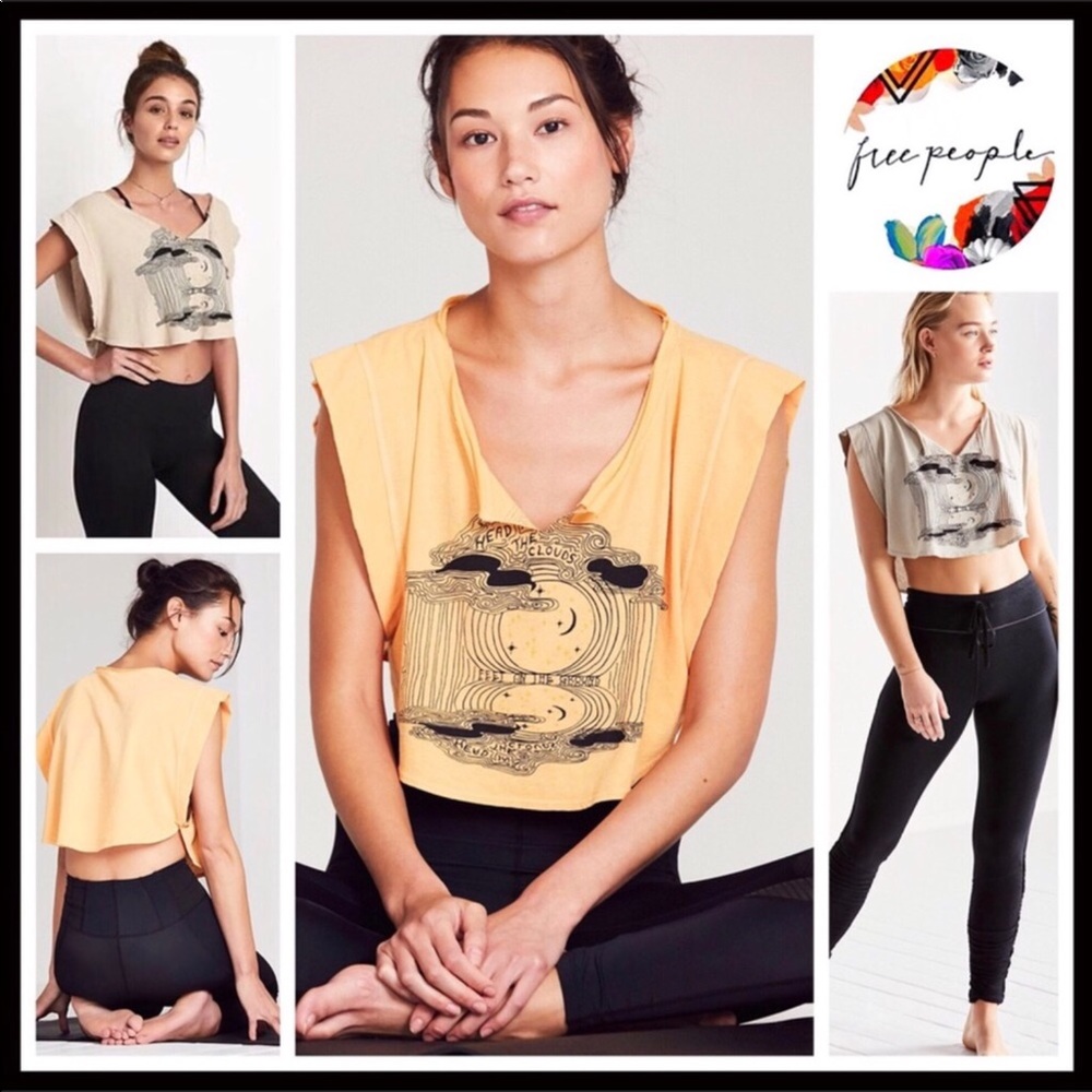 FREE PEOPLE GRAPHIC TEE CROPPED T-SHIRT CROP TOP - Picture 1 of 6